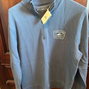 Faherty Men's Zip Up Sweater in Blue